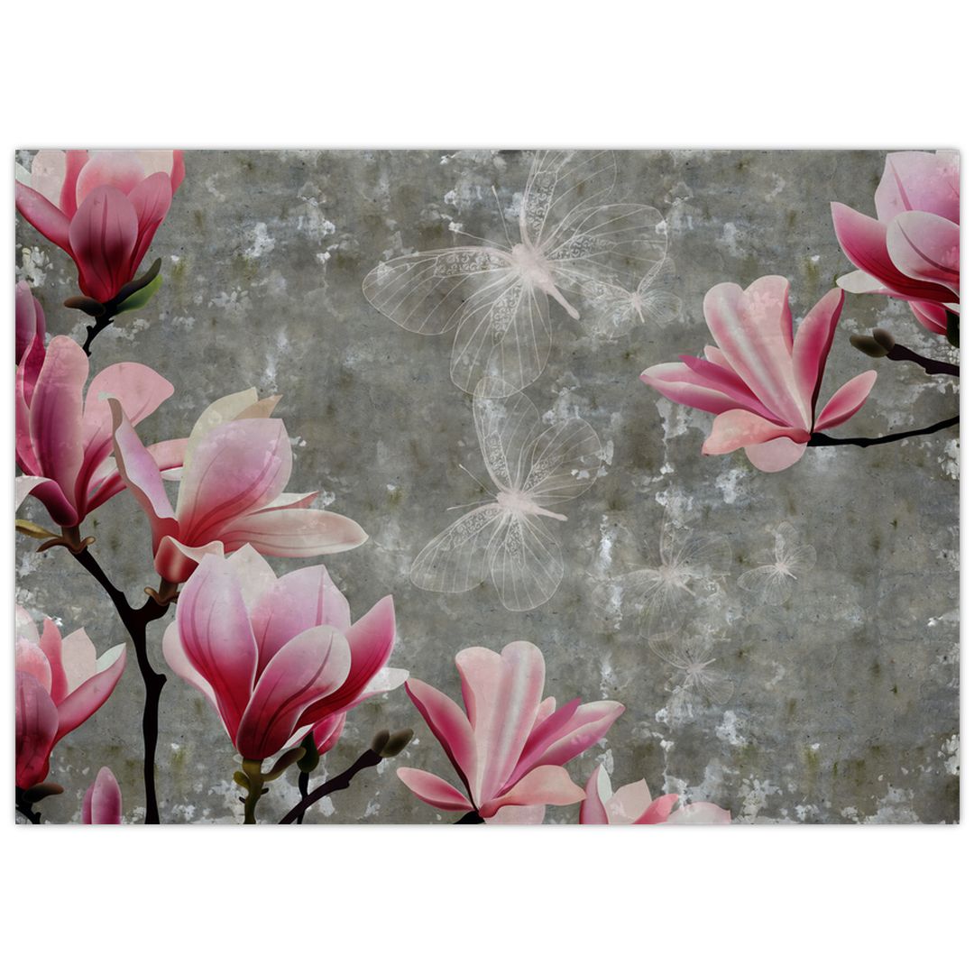 Skleněný obraz s květy (V022313V7050GD)