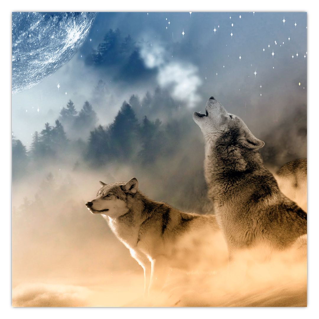 Tablou - lupii urlând la lună (V020509V7070)