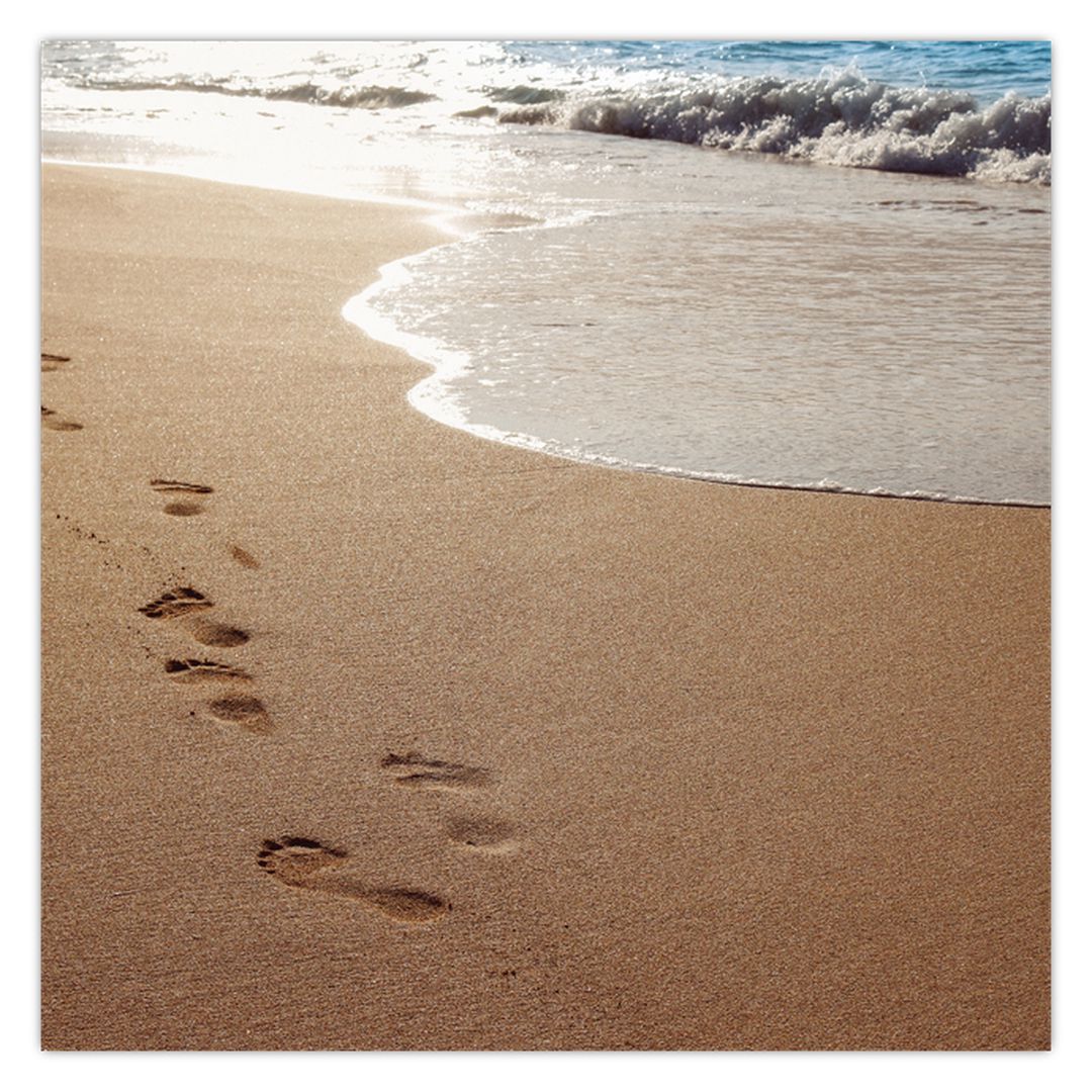 Obraz - stopy v písku a moře (V020583V7070)