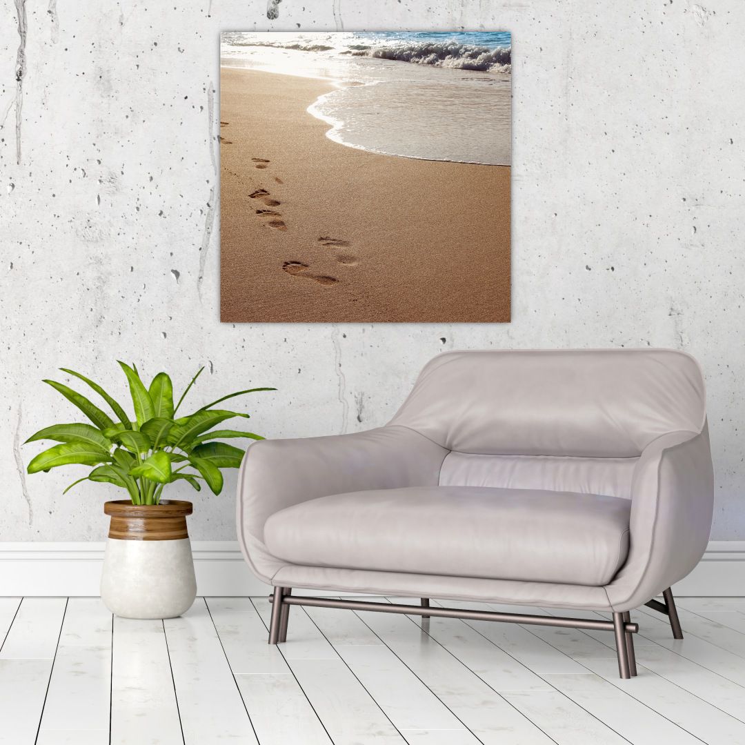 Obraz - stopy v písku a moře (V020583V7070)