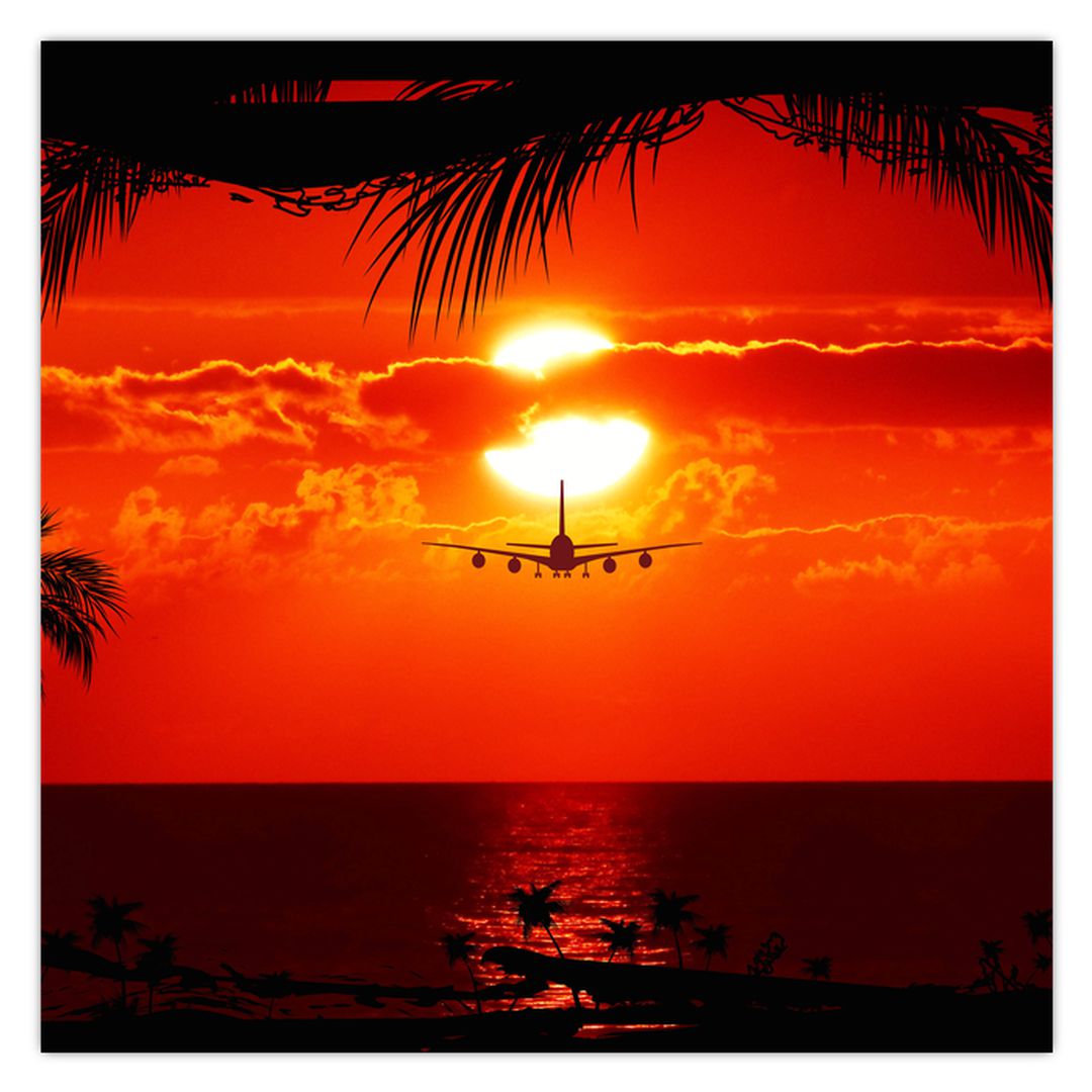 Obraz - západ slunce s letadlem (V020623V7070)