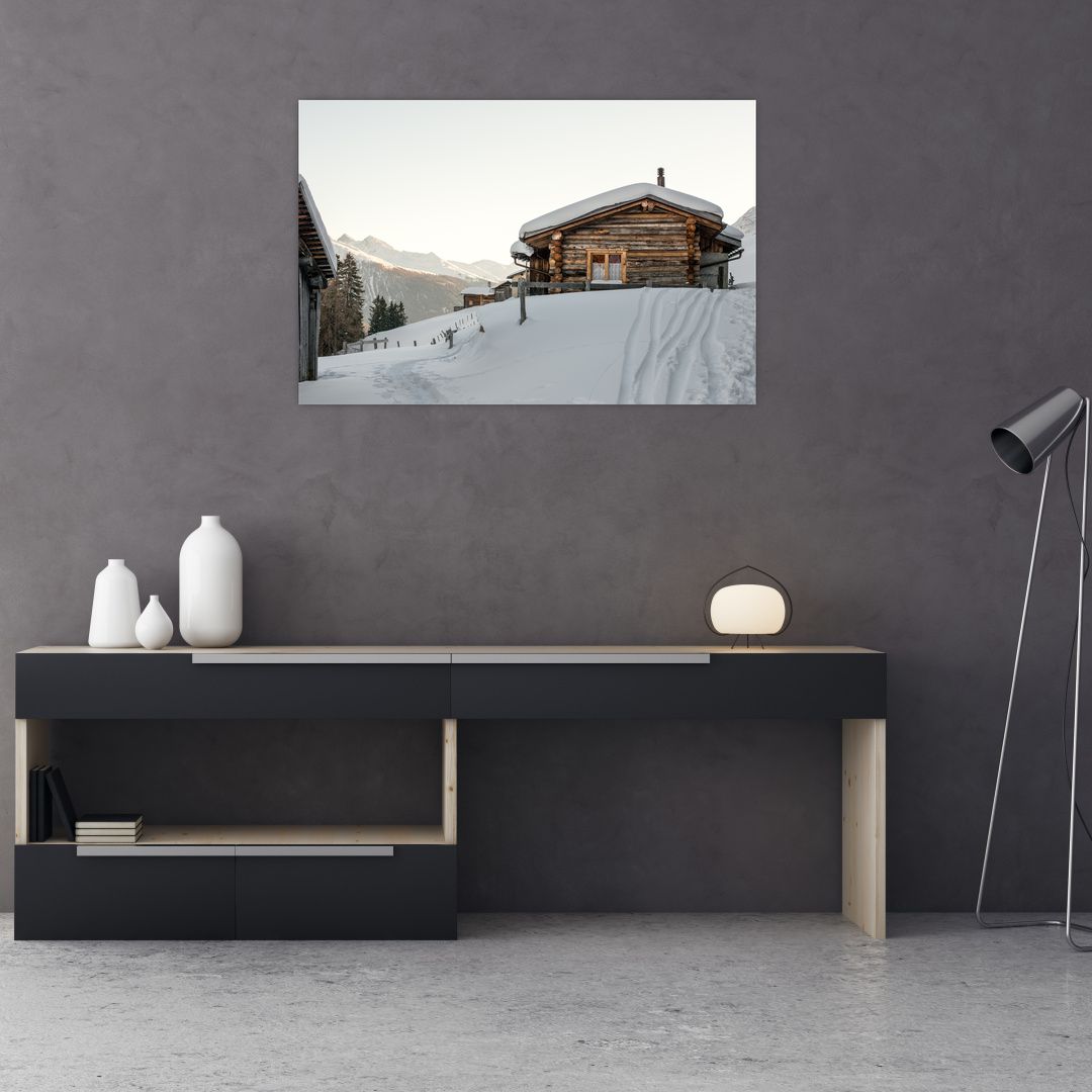 Obraz - horská chata ve sněhu (V020589V9060)
