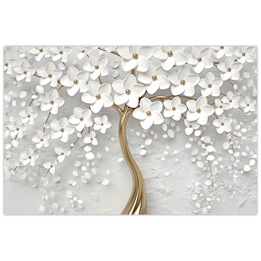 Obraz bílého stromu s květinami (V020977V9060)