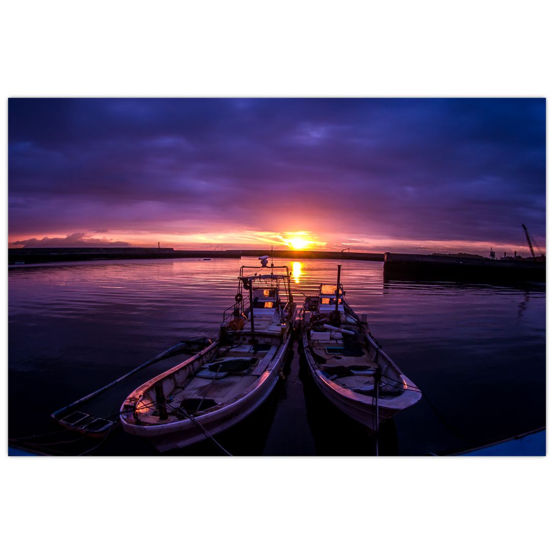 Obraz rybářských lodí v přístavu (V021014V9060)