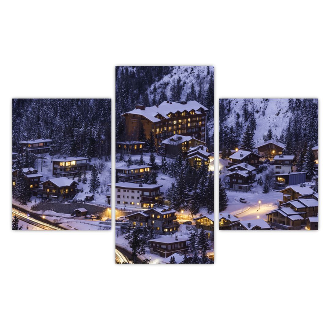 Obraz - horské zimní městečko (V020600V90603PCS)