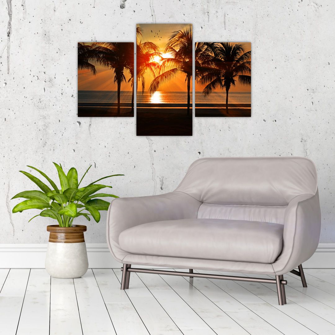 Obraz palmy v západu slunce (V020622V90603PCS)