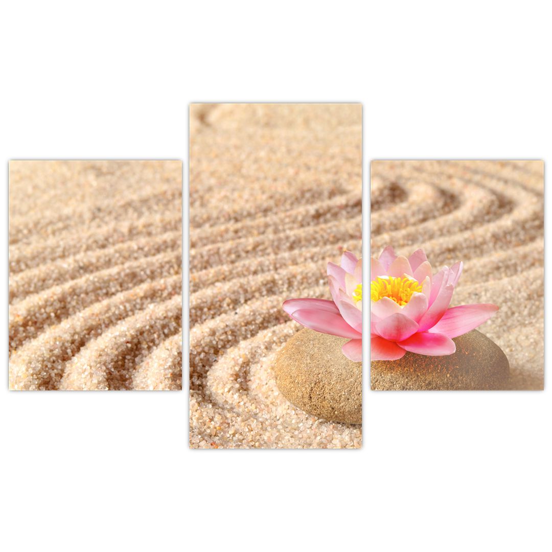Tablou cu piatră și floare pe nisip (V020864V90603PCS)