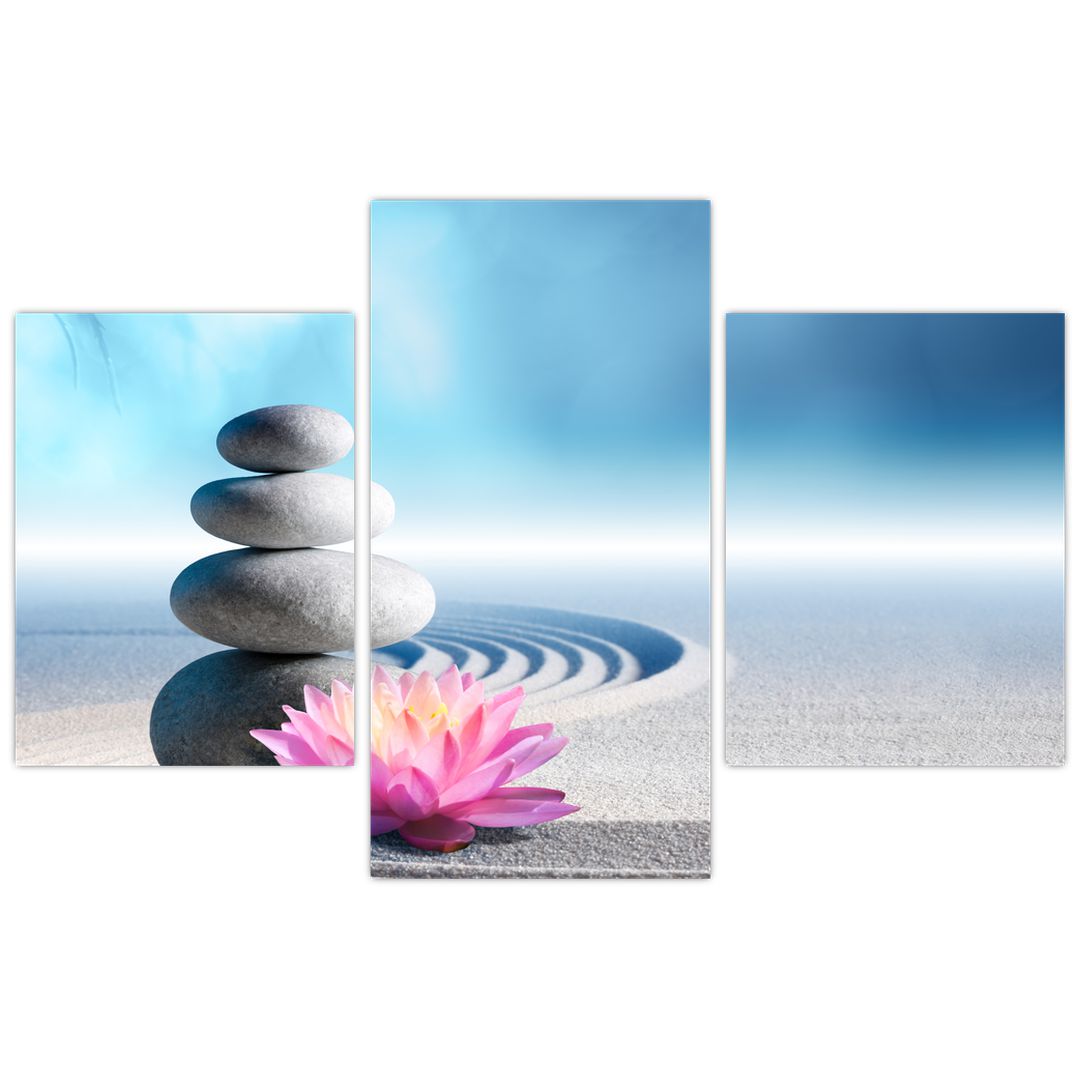 Obraz písku, lilie a spa kamenů (V020945V90603PCS)