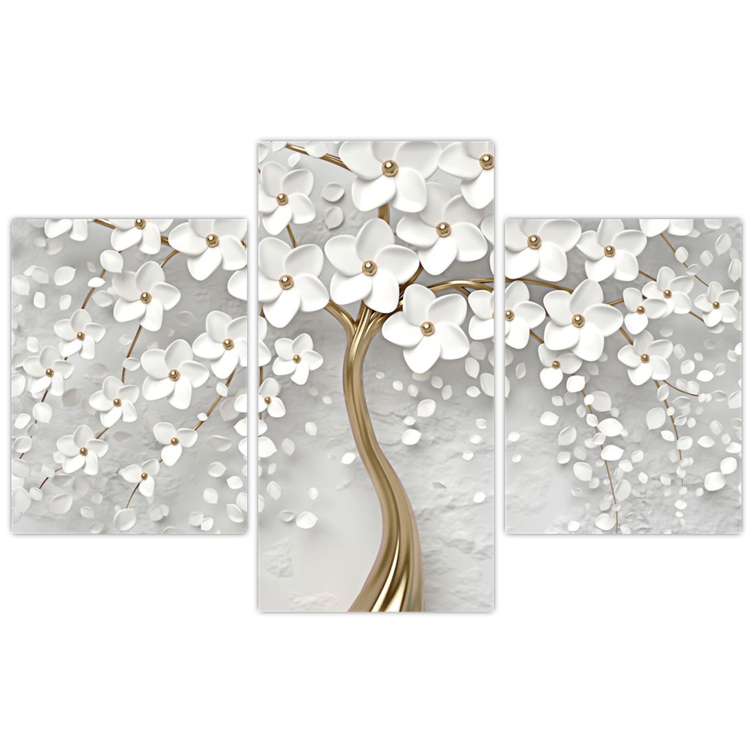Obraz bílého stromu s květinami (V020977V90603PCS)